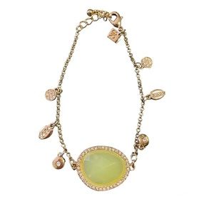 Banana Republic pale lime green stone bracelet, gold tone accents.